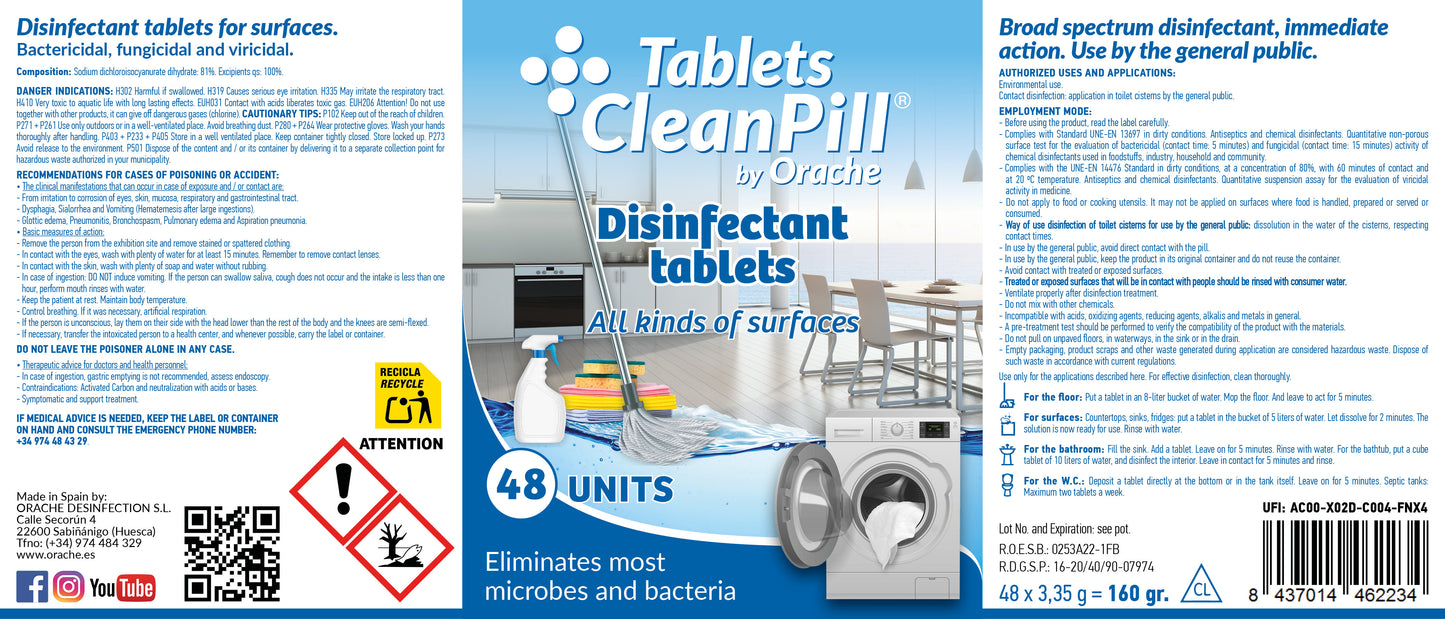 Multipurpose Disinfectant Tablets - CleanPill by Orache - 48 units
