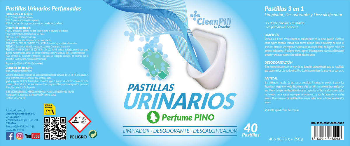 Pastillas para Urinarios - CleanPill by Orache - 40 Unidades
