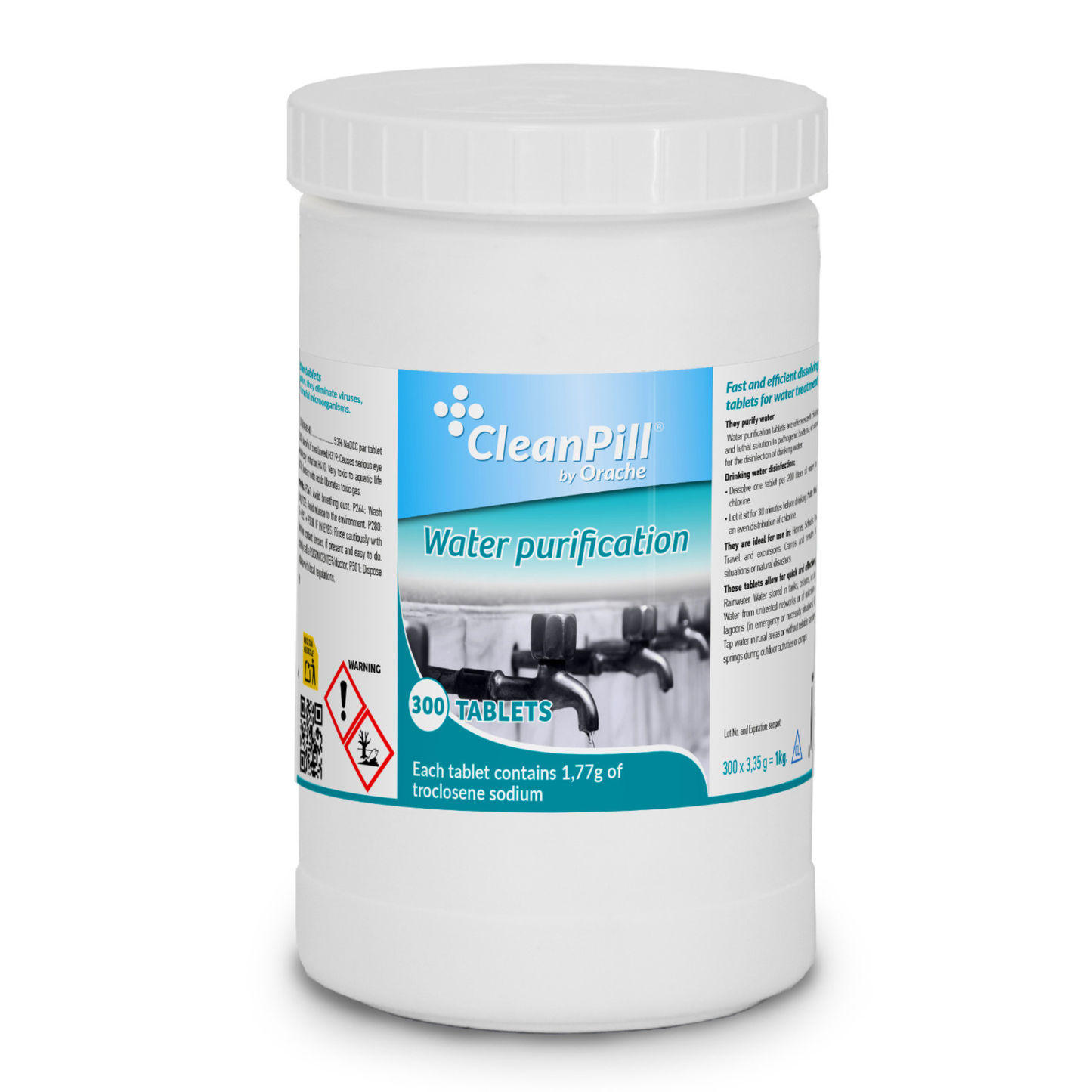 Water Purification Tablets - CleanPill by Orache - 300 Tablets