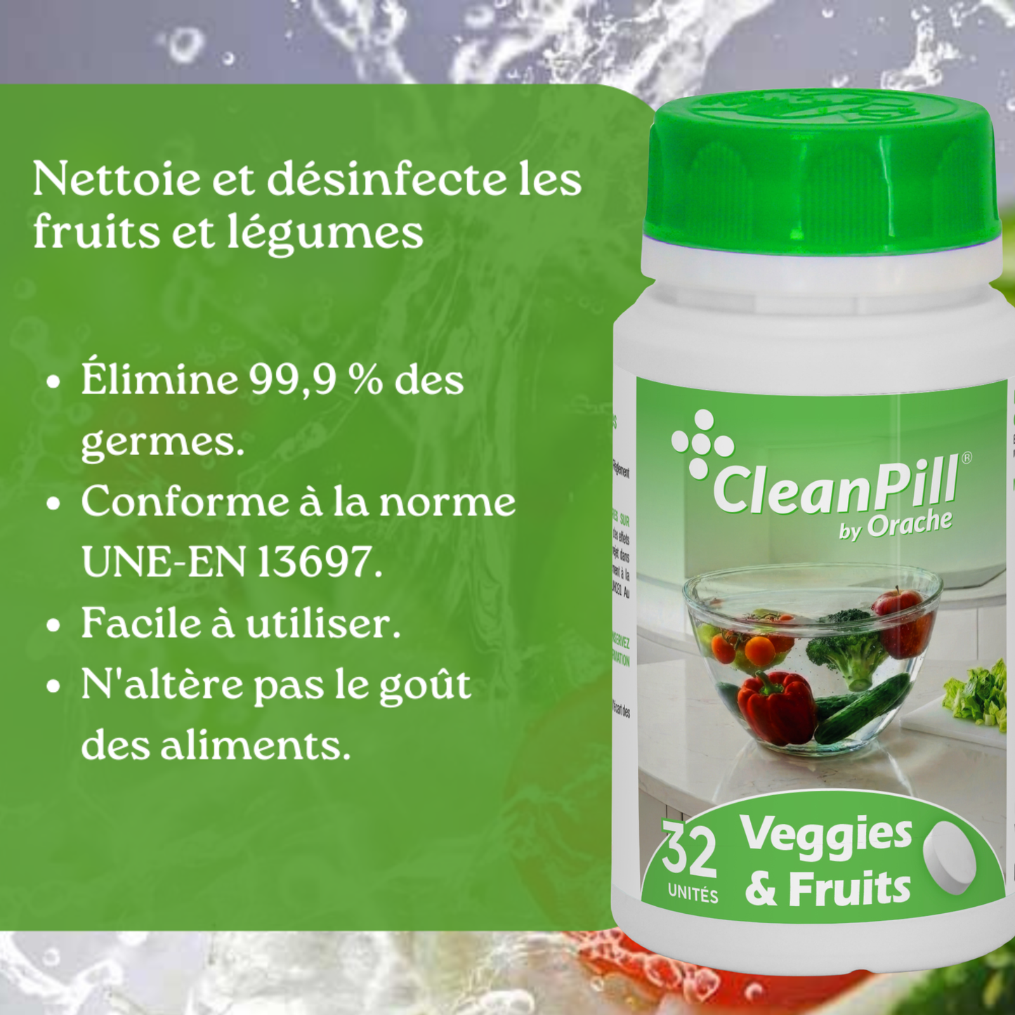 Pastilles désinfectantes multi-usages - CleanPill by Orache - 48 unités