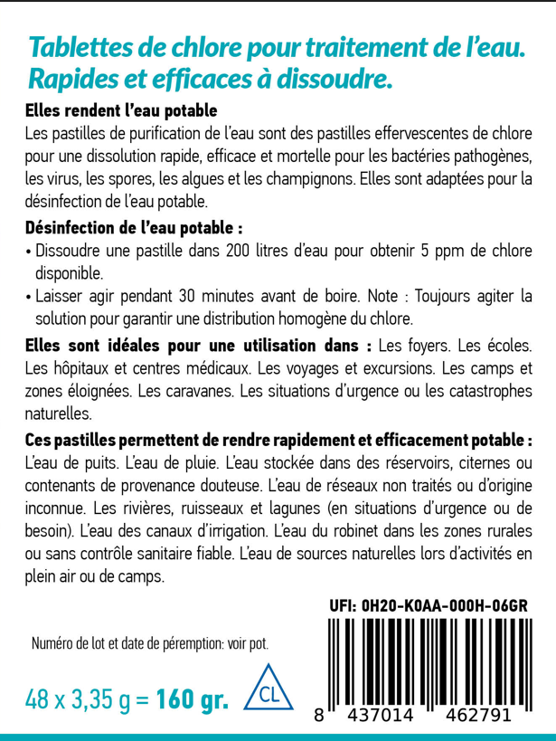 Comprimés de Purification d'Eau – 300 Unités pour une Purification Rapide et Sûre lors d'Aventures, de Voyages et d'Urgences