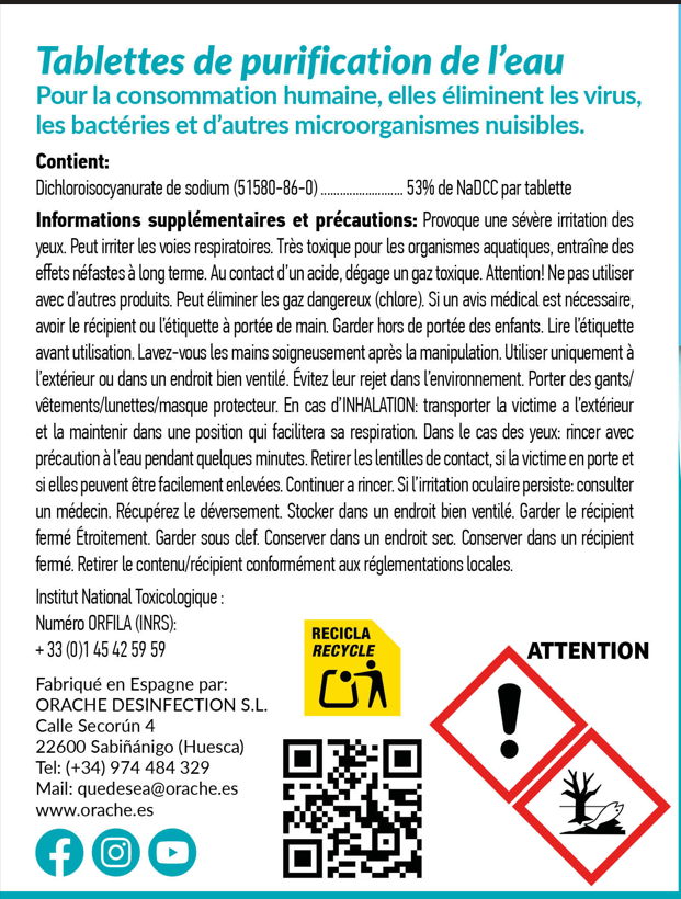 Comprimés de Purification d'Eau – 300 Unités pour une Purification Rapide et Sûre lors d'Aventures, de Voyages et d'Urgences