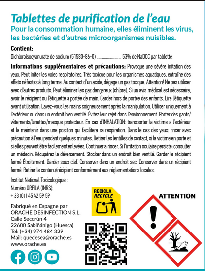 Comprimés de Purification d'Eau – 300 Unités pour une Purification Rapide et Sûre lors d'Aventures, de Voyages et d'Urgences