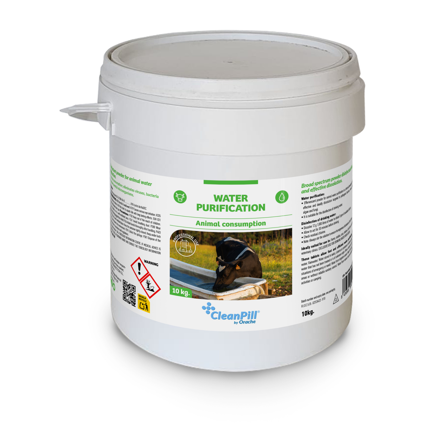 Water Purification Tablets for Animals - CleanPill by Orache - 10 kg Bucket