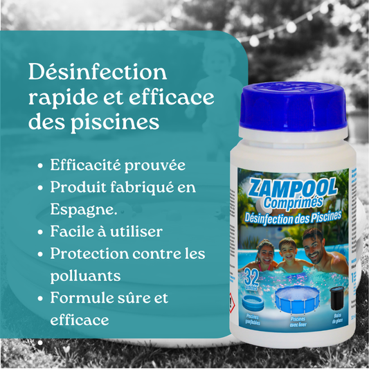 Pastilles Désinfectantes pour Piscines Gonflables Zampool - CleanPill by Orache - 32 Unités