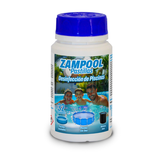 Pastillas Desinfectantes para Piscinas Hinchables Zampool -  CleanPill by Orache - 32 Unidades