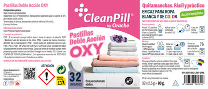 Pastillas Blanqueantes y Quitamanchas Doble Acción Oxy - CleanPill by Orache - 32 Unidades