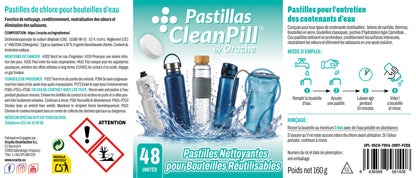 Pastilles nettoyantes pour bouteilles réutilisables - CleanPill by Orache - 48 unités