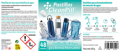 Pastillas Limpiadoras para Botellas Reutilizables - CleanPill by Orache - 48 unidades