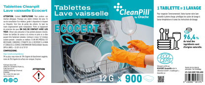 Pastilles Lave-vaisselle ECOCERT - CleanPill by Orache - 900 Unités