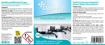 Pastillas Potabilizadoras de Agua - CleanPill by Orache - 300 Unidades
