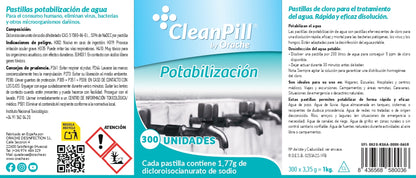 Pastillas Potabilizadoras de Agua - CleanPill by Orache - 300 Unidades