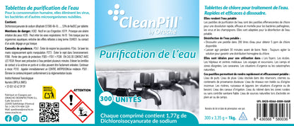 Comprimés purificateurs d'eau - CleanPill by Orache - 300 unités