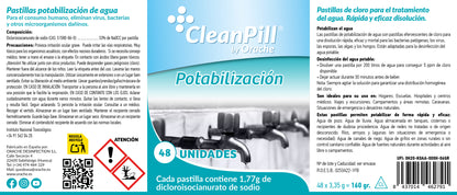 Pastillas Potabilizadoras de Agua - CleanPill by Orache - 48 Unidades