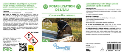 Pastilles de purification d'eau pour animaux - CleanPill by Orache - Seau de 10 kg