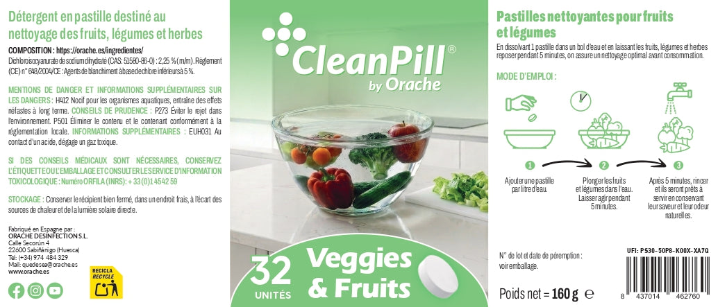 Pastilles désinfectantes multi-usages - CleanPill by Orache - 48 unités