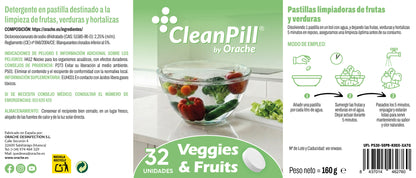 Pastillas Limpiadoras para Frutas y Verduras - CleanPill by Orache - 32 unidades