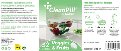 Pastillas Limpiadoras para Frutas y Verduras - CleanPill by Orache - 32 unidades