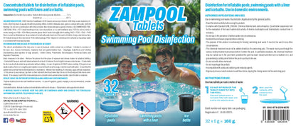 Pastilles Désinfectantes pour Piscines Gonflables Zampool - CleanPill by Orache - 32 Unités