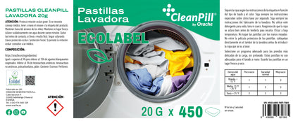 Pastillas Lavadora ECOLABEL - CleanPill by Orache - 450 Unidades
