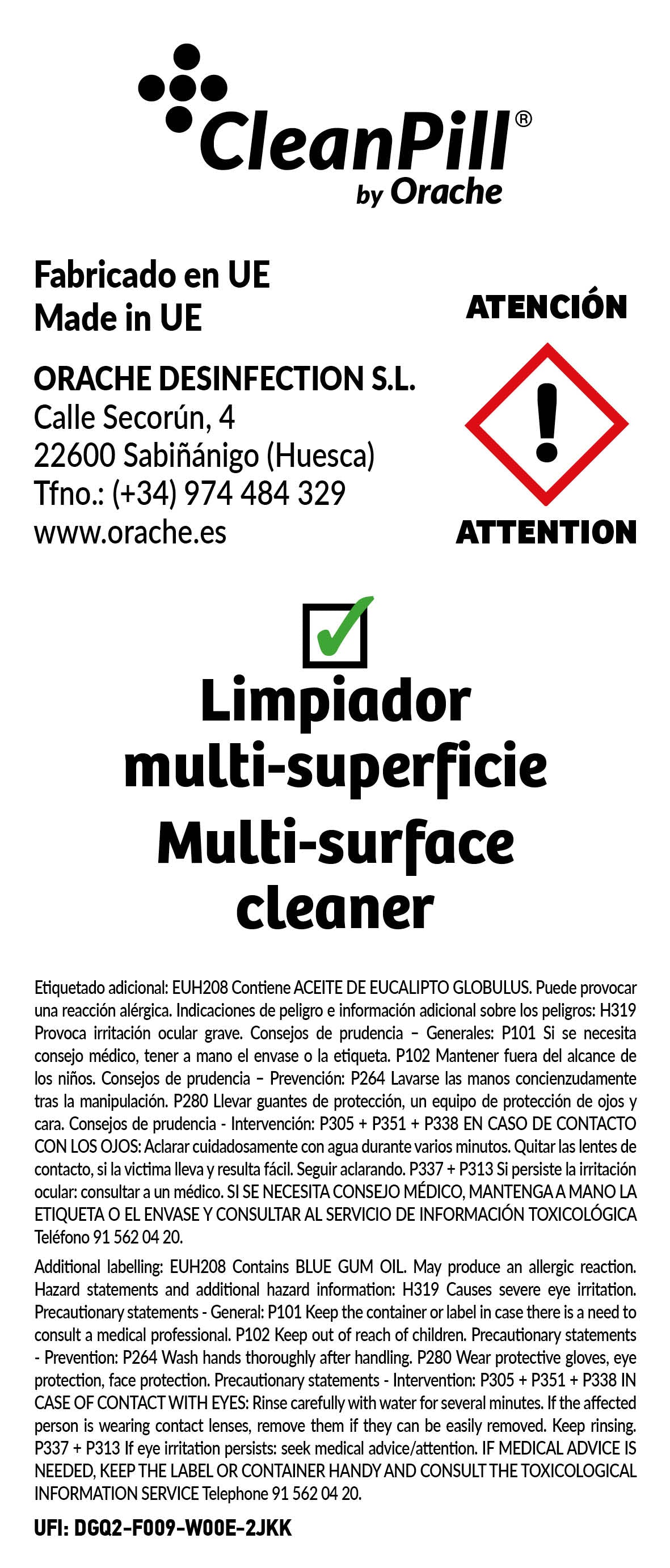 Pastillas Ecológicas Multisuperficie - CleanPill by Orache - 4 Unidades
