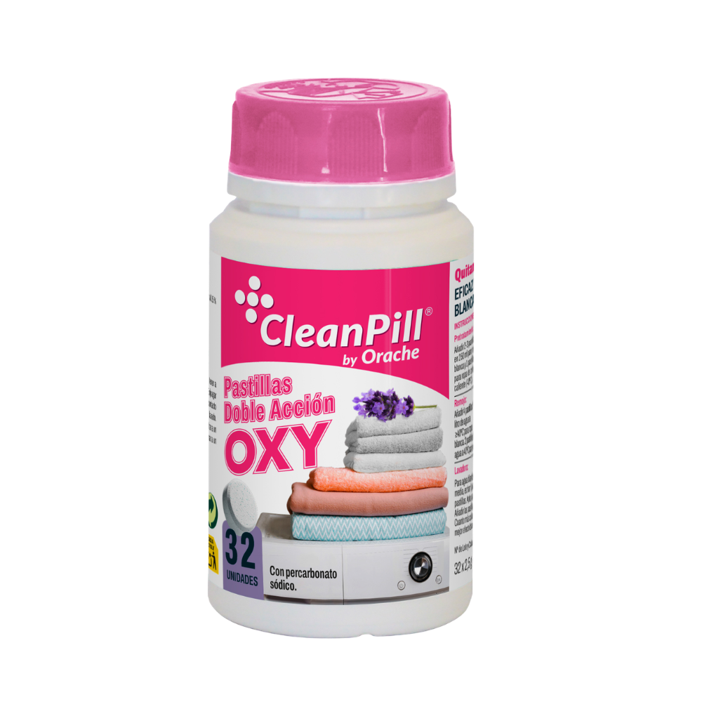Pastillas Blanqueantes y Quitamanchas Doble Acción Oxy - CleanPill by Orache - 32 Unidades