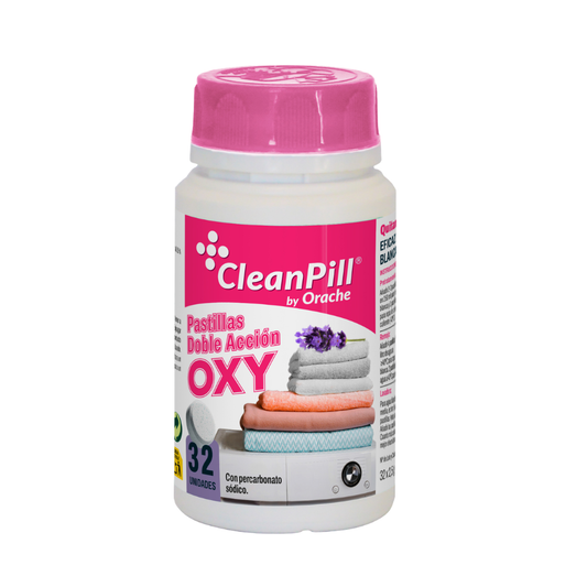 Pastillas Blanqueantes y Quitamanchas Doble Acción Oxy - CleanPill by Orache - 32 Unidades
