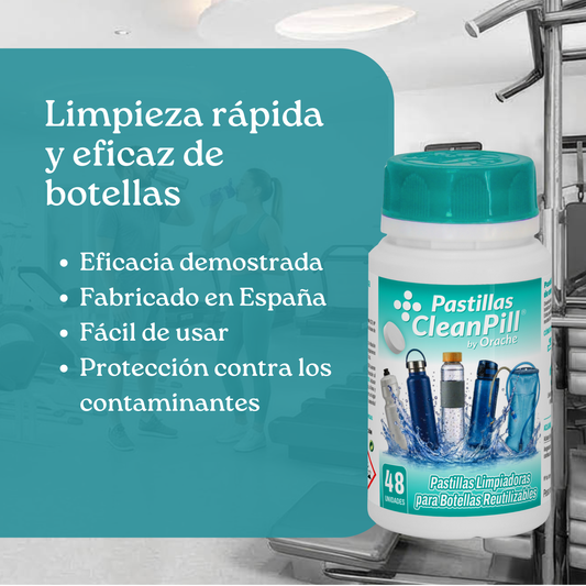 Pastillas Limpiadoras para Botellas Reutilizables - CleanPill by Orache - 48 unidades