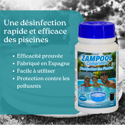 Pastilles Désinfectantes pour Piscines Gonflables Zampool - CleanPill by Orache - 32 Unités