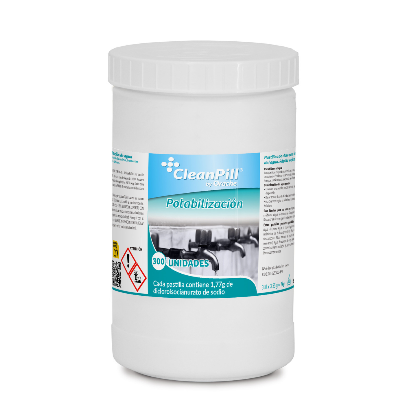 Pastillas Potabilizadoras de Agua - CleanPill by Orache - 300 Unidades