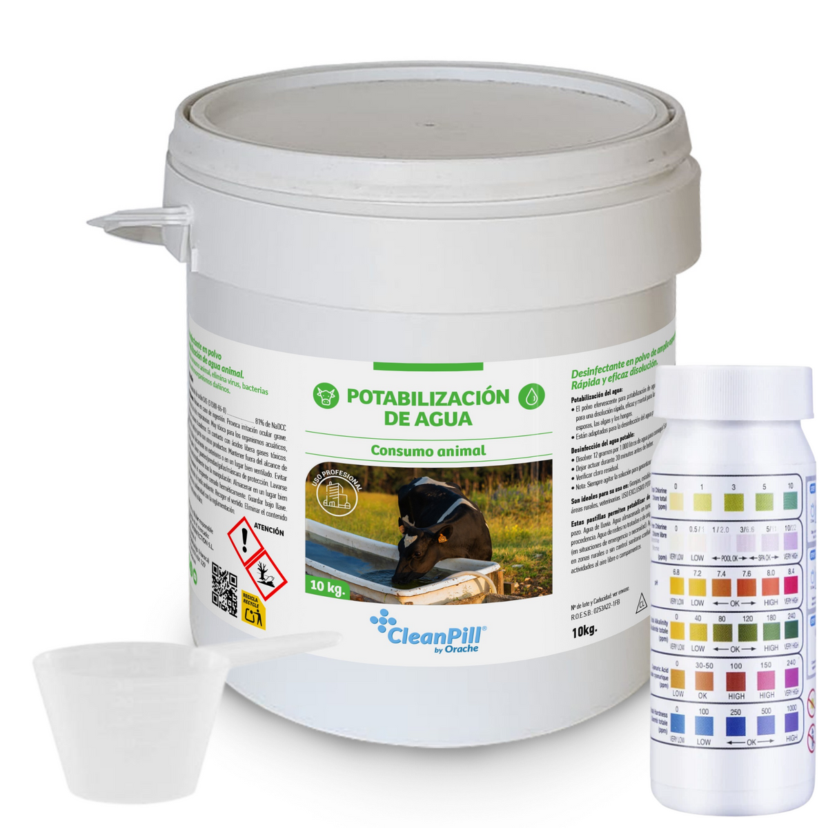 Potabilización de Agua para Animales - CleanPill by Orache - Cubo de polvo 10 kg